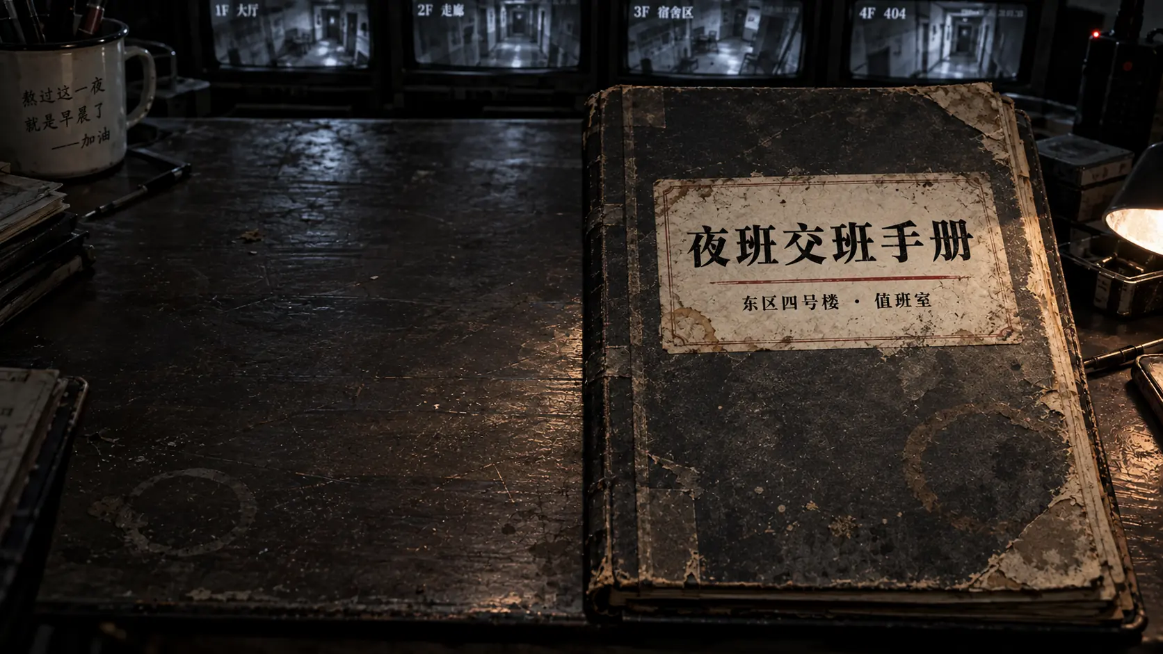 旧手册放在值班室桌上，正在翻开